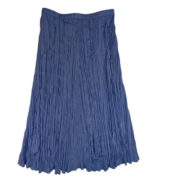 Eileen Fisher Dresses & Skirts - Eileen Fisher Blue 100% Crushed Silk Crinkle Maxi Skirt Small Boho A-line